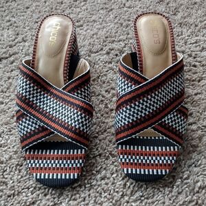 Chico's Women's  Woven Criss Cross Block Heel Sandals 8.5 NWOT